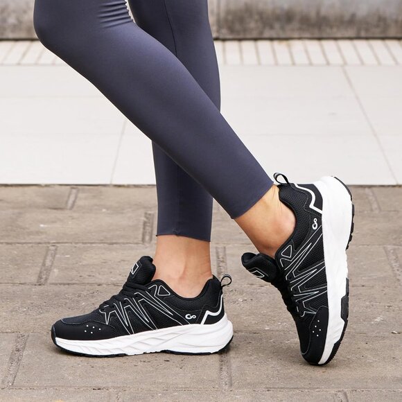 Women's Sneakers Walking Shoes Slip on Cushion Tennis Shoe Workout Gym Black - Picture 2 of 7